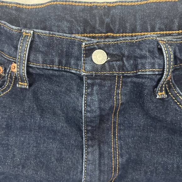 LEVI'S 514 Jeans Mens 38x30 Slim Straight Leg Dark Wash Cotton Blue Red Tab Logo - Picture 2 of 8